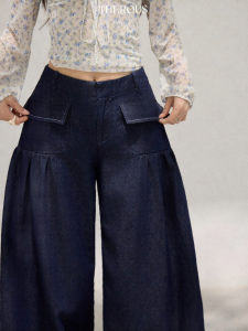 THROUS | Quần Jeans Phong Cách Hàn Quốc Đơn Giản Thoáng Mát Phù Hợp Mọi Phong Cách 80 Cotton