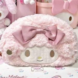 Sanrio 1pc KT cat plush pencil case high-value cross cute bow cartoon stationery bag cute large capacity student text