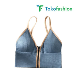 Tokofashion Bra Model Resleting Sport Bra BH Korea Wanita Tank Top Bra with Zipper Style