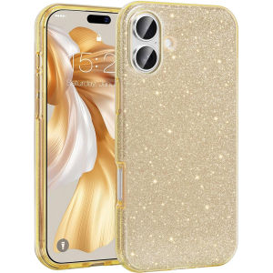 Gold Glitter Bling Case For iPhone 16 Pro Max 15 Plus 14 13 Mini 12 11 X XS XR SE 2022 2020 7 8 16Plus 6 Phone Cover Accessories