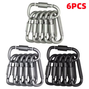 6pcs Aluminum Alloy D-Ring Backpack Carabiner Keychain Outdoor Camping Portable Hiking D-ring Snap Clip Lock Buckle