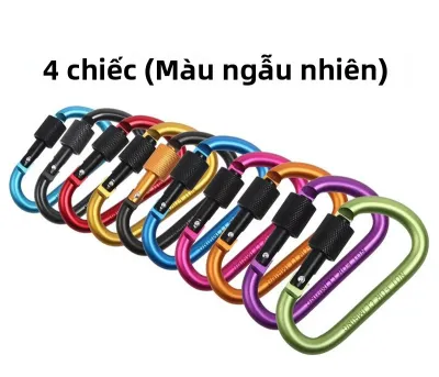 4 Cái Hợp Kim Nhôm Carabiner Bộ Du Lịch Cắm Trại Leo Núi Thiết Bị Sinh Tồn Ngoài Trời Móc Thiết Bị Trại
