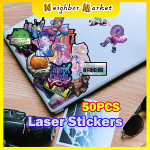 50PCS Mixed INS Style Laser Cartoon Sticker Bike Travel Luggage Guitar Laptop Fridge Waterproof