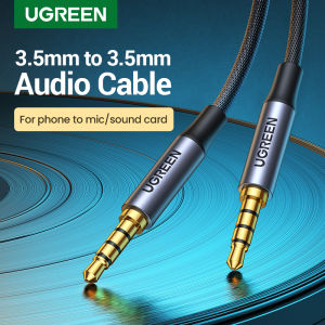 UGREEN 3.5mm Aux Cable 4 Pole TRRS 4-Conductor Auxiliary Male to Male Stereo Jack HiFi Support Microphone Function Audio Cable For Sound Card Microphone Speaker Phone Computer Tablet MP3 TV Headset