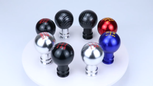 Racing Real Carbon Fiber Gear Shift knob Manual Transmission Shifter Lever Knob Round Ball Shape Handle Knob Car Gear Shift Knob Manual Automatic Gear Shift Knob