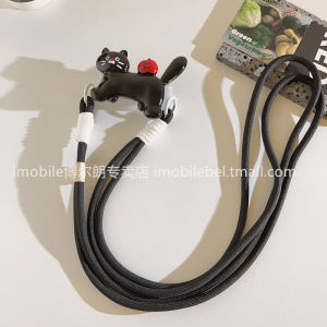 Internet Celebrity Ins Cartoon Stereo Sausage Dog Back Splint Suitable for Phone Case Crossbody Long Shoelace DIY Trendy Cute Young Adult Heart Mobile Phone Accessories Outdoor Side Strap Halterneck Portable Lanyard Anti-Lost Pendant