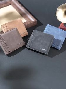 Baellerry Vintage Matte Leather Wallet for Men Short Multi-Function Card Holder Driver License Holder Business Mini Coin Purse