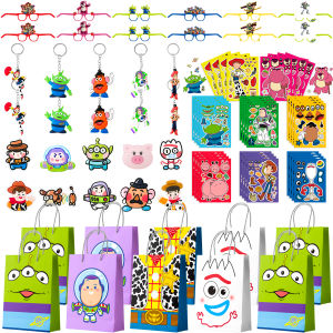 Cartoon Party Favors for Kids 50pcs Cartoon Birthday Party Favors Set- Cartoon Goodie Bags Key Chains Stickers Photo Props etc