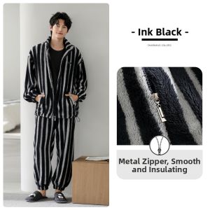 JIALEFEN | Mens Winter Coral Fleece Thick Flannel Pajamas Wearable Outside