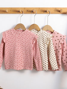 Long Sleeve Sweet Trendy Flowered Childrens T-shirt