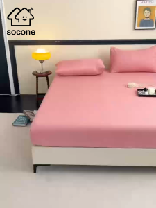 [Full-coverage anti-slip]Socone Minimalist 3-Piece Fitted Sheet Set  Korean Style Non-Slip Deep Pocket Bedding  Solid Color Soft Bed Sheet Set 5-star hotel quality