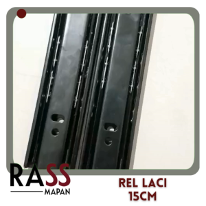 1 PASANG Rel Double Track Hitam 37mm - Ukuran 15cm & 20cm (Bukan Huben)