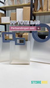 Store Age 10pcs PP Tote Color Handle Transparent Bag Transparent Bag Goodies Bag Doorgift Bag Kahwin Bag