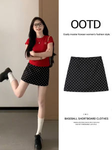 ZUKUN | Black Polka Dot A-Line Mini Skirt Thin Summer New Womens High Waist Half Skirt Standard Fit