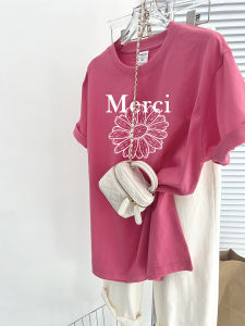 Dopamine Style Daisy Print Casual T-shirt