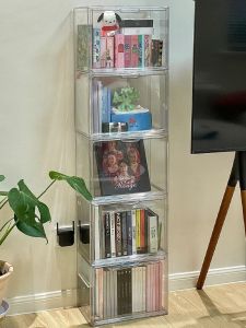 Acrylic Desktop Bookshelf Free-Standing Album Storage Box Dustproof Display Cabinet Modern Simple Style Home Furniture