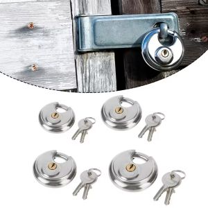 Round Lock Stainless Steel Padlocks With Key Waterproof Anti-Theft Heavy-Duty Security For Warehouse Door Bicycle