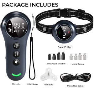 2 In 1 Remote Dog Training Collar Auto Anti Bark Shock Collar Smart Anti Barking Automatic Bark Stop Collar IP67 Waterproof