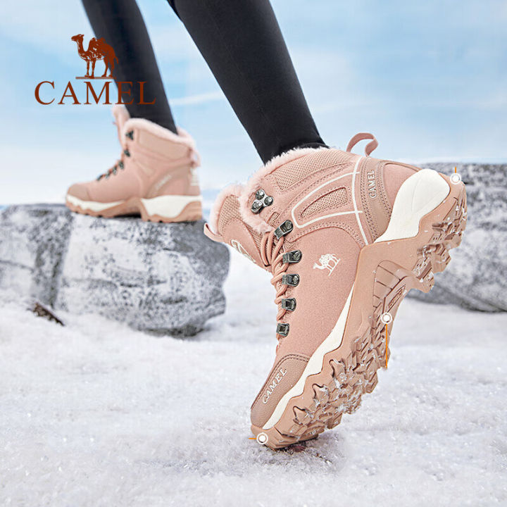 Camel Womens High Top Snow Boots Non-slip Wear-resistant Hiking