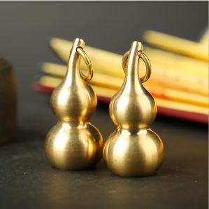 Qing Dynasty Five Emperors Coins Solid Copper Gourd Hollow Hand-Knitted Keychain Car Pendant Red Rope Jewelry Gift Copper Jewelry