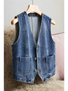 LIANGYILAILIN | Sleeveless Denim Vest Spring Autumn