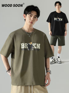 Wood soon | Vintage Heavy Letter Print Loose Short Sleeve T-shirt