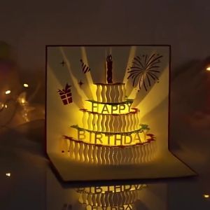 3D Music Light Birthday Greeting Card Creative Pop Up Cake Music Light Greeting Card Happy Birthday Greeting Card With Envelope Friend Gift
