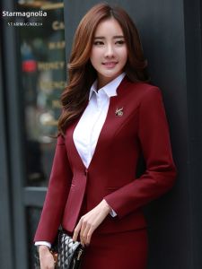 STARMAGNOLIA | Women Short Neck Career Suit Jacket Red
