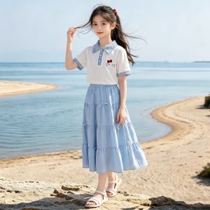 LIREGONGZHU | Summer Lightweight Girls Short Sleeve Skirt Set