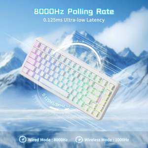 ATTACK SHARK | ATTACK SHARK X82Pro HE Wireless Magnetic Axis Gaming Keyboard 8KHz Rate 0.01mm RT Precision 5000mAh Tri Mode RGB 82 Keys PBT