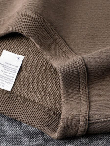 Spring & Fall Men Sweatshirt Japanese Style 340G Heavy Weight Pure Cotton Tricholoma Matsutake Brown round Neck Pullover Long Sleeve Top Loose