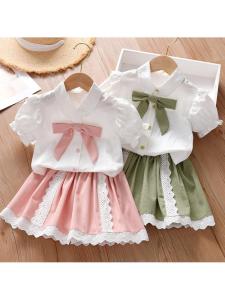 New Summer Outfit for Girls Childrens Cotton Clothing Korean Style Baby Girls Set Casual Wear Spring Summer Thin Fabric