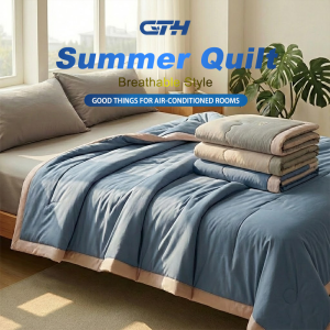 CTH Quilt Ice Silk Summer Satin Soft Silk Solid Blanket 100% Cool Feeling Single/Queen/King Machine Washable Air Conditioning Quilt