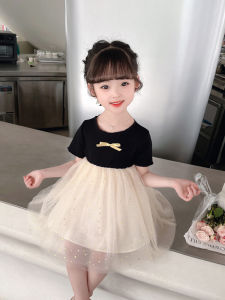 Female. Childrens Dress Summer 2023 New Arrival Baby Online Red Sweet Tulle Skirt Children Butterfly Short Sleeve Princess Dress