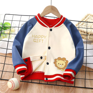 Thickened Fleece Baseball Jacket for Boys Autumn Winter Childrens Outerwear Warm Casual Style Cotton Polyester Blend