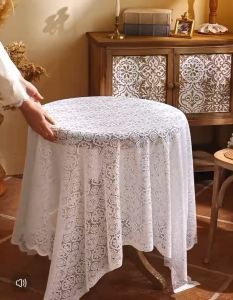 Media ผ้าปูโต๊ะ ผ้าปูโต๊ะลูกไม้ ผ้าปูโต๊ะสวยๆ สีดํา สีขาว ผ้าปูโต๊ะกลม/โต๊ะสี่เหลี่ยม ผ้าปูโต๊ะอเนกประสงค์ ผ้าคลุมกันฝุ่นสไตล์ฝรั่งเศส มี 5 ขนาด
