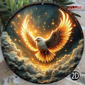 Soaring Eagle Metal Wall Art 8 Inch Round Aluminum Sign for Indoor Home Garden Decor