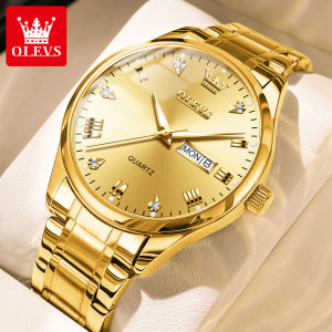 OLEVS Watch For Men Waterproof Business Luxury Gold Watch Luminous Fashion Wear-resistant Stainless Steel Calendar Quartz Watch