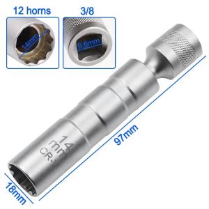 1pc Spark Plug Socket Wrench Adapter 14mm16mm Set Universal Joint with Magnetic Flexible Socket Thin Wall 3/8" Drive