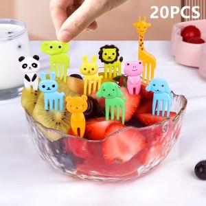 W18 Animal Farm Fruit Fork Mini Cartoon Children Snack Cake Dessert Food Pick Toothpick Bento Lunches Party Decor Random Color