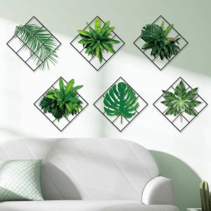 Modern Minimalist Bedroom Wall Decorative Stickers Green Plant TV Background Wall Pink Room Arrangement Bathroom Transformation Tools