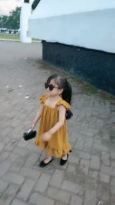 Overall Anak Perempuan Usia 1-15 Tahun - Dress Anak Perempuan Over All Matt CRINCLE PREMIUM (Rapi, Adem, Lembut, dan Tebal) - Exclusive Model dengan Aksen Tali Hidup - Cocok untuk Keluar Rumah atau Santai di Rumah - Size XS (43-50cm Lingkar Dada) (EXPORT)