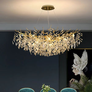 SUNMEIYI Luxury Gold Crystal LED Chandeliers Living Dining Room Lighting Lustre Decor Ceiling Pendant Lamps Indoor Villa Lights Fixture