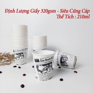 50 Chiếc Cốc Giấy 210ml - 7oz Hình Tờ Báo NHẬP KHẨU HÀN QUỐC