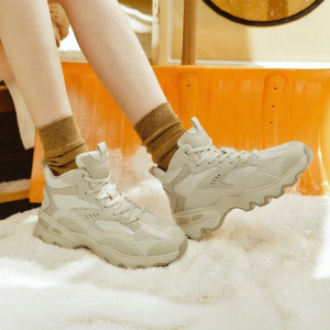 Skechers | Thick Heel Lace-up Short Boots