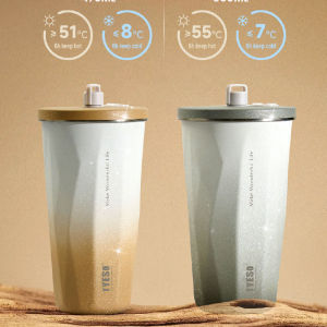 Tyeso Insulated Tumbler With lid And Straw Stainless Steel Tumblers Travel Coffee Mug Thermal Cup Summer Super Cooler Cup