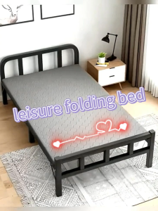 Compact Metal Frame Folding Bed 70/90/120CM Portable Single/Double Bed High-Density Foam Mattress Office Lunch Break Bed