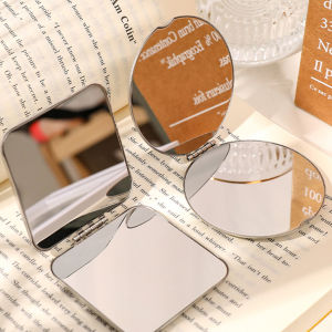 Cermin Lipat 2 Sisi Portable Persegi Dan Bulat Cermin Rias Makeup Bahan Stainless Steel Tidak Akan Pecah Untuk Wanita