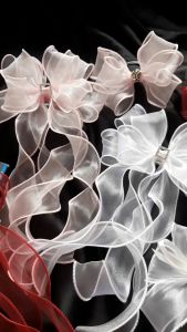 Kẹp Tóc Nơ Voan Xoăn lớn.(Hàng Thiết kế Cao Cấp siêu đẹpHình thật Đường Kính 15- 16cm)