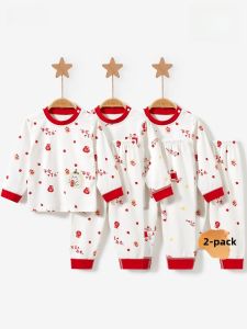Pure Cotton Childrens Underwear Set Spring Autumn Winter Thin Model New Year Visit Baby Innerwear Pants Boys Girls Toddler